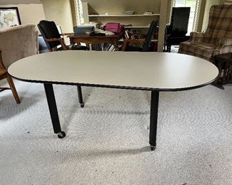 Office laminate oval table on wheels