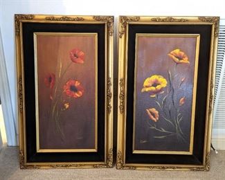 Framed Floral Painting Set