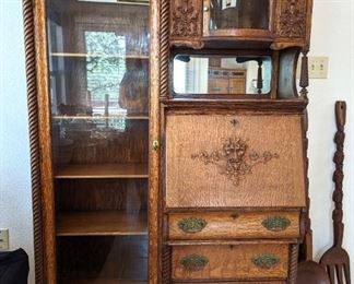 Antique Oak Side by Side Secretary Desk