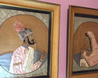 Rare 1960’s Original Fabric Jeweled art from Paris Picture House, LaHore Pakistan