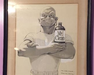 Original Mr. Clean Drawing by Fred Siegel (b.1886-1969)