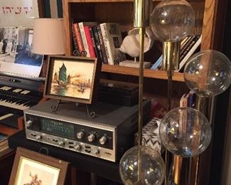Early 1960’s Pioneer model ER-420 amplifier Receiver,
1970’s large Bulb floor lamp