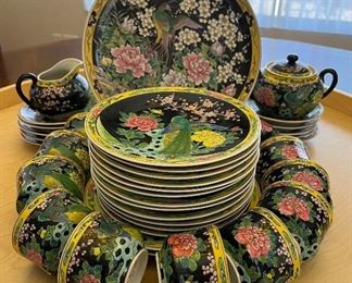 38 Piece Asian Design Peacock and Cherry Blossoms