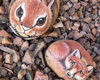 Small Handpainted by the Owner Rocks (Look at those faces!)