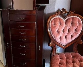 Jewelry Box, Vintage Heart Back Tufted Chair