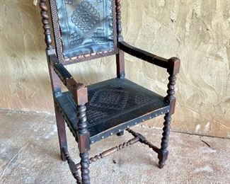 18th Century Embossed Leather Arm Chair - available for presale