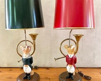 Vintage pair of Snooty Fox Table Lamps - Mr Snooty & Mrs Snooty Fox