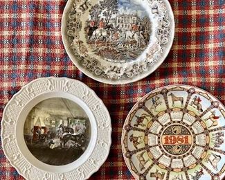 Currier & Ives Reprod Plate, Wedgwood Horses 1981, Churchill "Herrings Hunt"