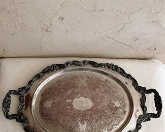 Silver on Copper Silverplate Platter with handles
