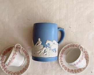 Wedgwood teacups (white & pink), Jasparware mug