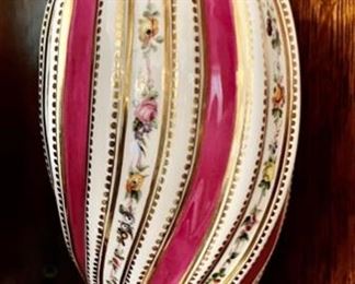543. French 19th Century Sevres Covered Pink & Cream Twist 11" Urn