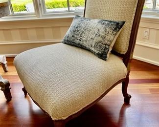 42. Pair of Slipper Chairs w/ Textured Ivory Upholstery (29" x 26" x 36")