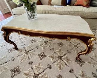 37. Baroque Coffee Table w/ Marble Inset and Carved Legs (25" x 24" x 20")