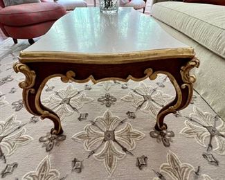 37. Baroque Coffee Table w/ Marble Inset and Carved Legs (25" x 24" x 20")