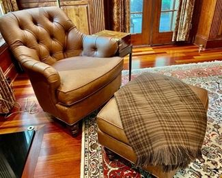 47. Fairfield Tufted Back Club Chair (32" x 23" x 34") & Ottoman (28" x 23" x 17")