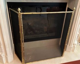 575. Italian Tri-fold Fireplace Screen in Lacquered Solid Cast Brass (54" x34")