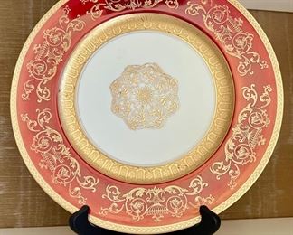630. Set of Eight Egerton Plates in Cream, Red & Gold, c. 1940