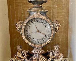 638. Decorative Clock w/ Angels & Ram Heads (10" x 5" x 18")