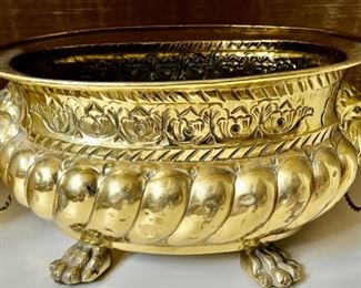 635. 18th Century Dutch Brass Oval Footed Cachepot
