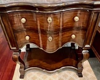 54. Marge Carson 2 Drawer Nightstand w/ Stone Inlay Top (32" x 20" x 34")