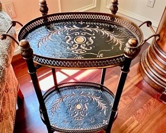 83. Embossed Metal Tray Table (20" x 13" x 27")