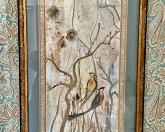 663. Framed Asian Bird Artwork (19" x 30")