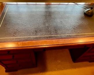 95. 6 Drawer Executive Desk w/ Keyboard Drawer & Leather Inset Top (64" x 32" x 31")