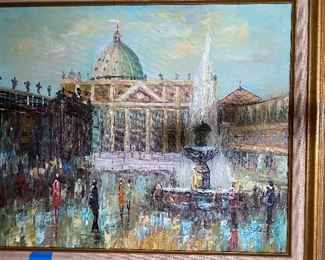 GORGEOUS LARGE ORIGINAL OIL IN GOLD GILDED FRAMED SIGNED LOWER RIGHT CORNER 