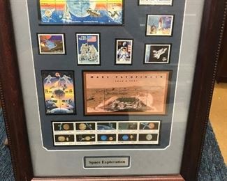 Space Exploration Stamp Collection Framed