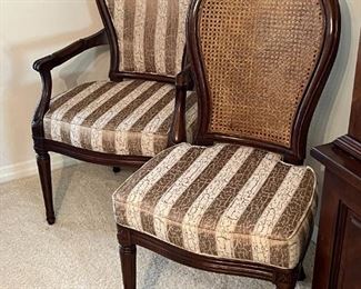 2 armchairs and 4 cane back seats