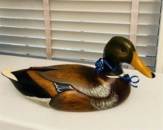 Wooden Bird Factory original mallard duck decoy, signed Harrison '83