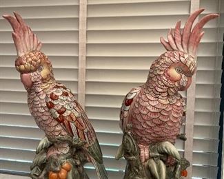 Hand painted Cockatoos, 17" tall