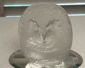 Mats Jonasson crystal paperweight, signed with mirror. Made in Sweden