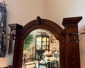 Beautiful tiger wood mirror hall tree - located off-site, please email for appointment to view in person. $750