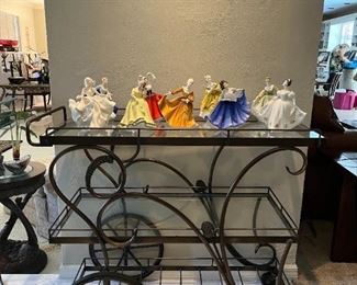 Metal and glass rolling cart