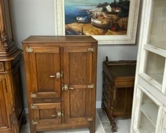 Antique Oak Ice Box $450