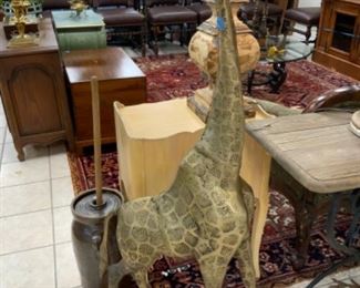 Large Vintage 50 inch tall Giraffe brass sculpture. $400