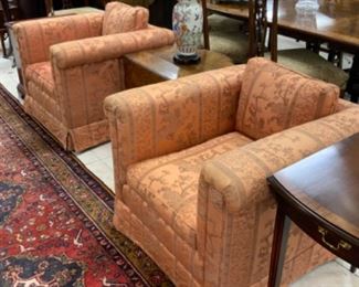 Pair Loeblein silk upholstered chairs. $500 pr
