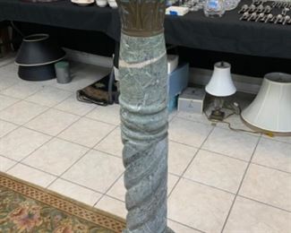 Antique marble & bronze pedestal $400