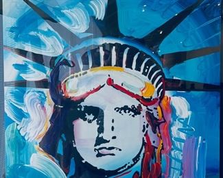 Peter Max Original Mixed Media on Paper "Liberty" with Dedication on back 42" x 42"