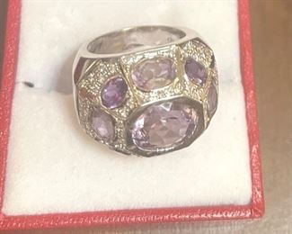 Amethyst and diamond ring