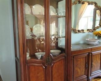 THERE ARE TWO MATCHING DOME TOP CHINA CLOSETS WITH LIGHTS
