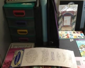 Office - has Christmas items, desk, chair, electronics, suitcases, stuffed animals, and more