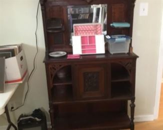 Bedroom - vintage chest with mirror, shelves, drawers/storage