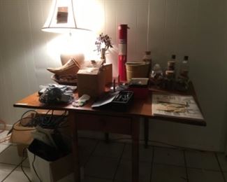 Downstairs- - miscellaneous items on table