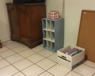 Downstairs - cabinet with doors, shelf, miscellaneous