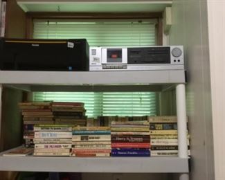 Downstairs- books, VHS, players