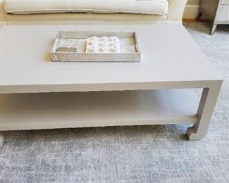 Linen wrap coffee table in silver tone by Made Goods