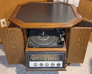 Vintage side table with built-in Magnavox stereo 