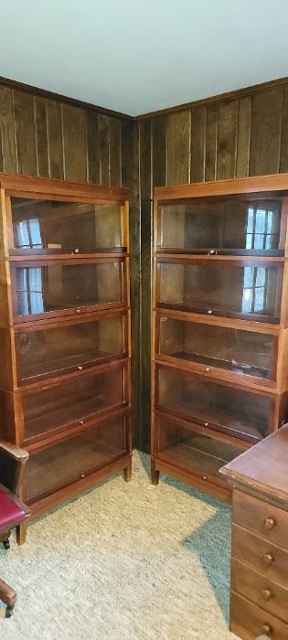Pair of vintage barrister bookcases